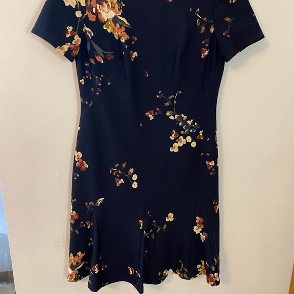 Lauren Ralph Lauren Navy Floral Short Sleeve Fit and Flare Dress - Picture 8 of 8